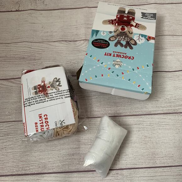 Needle Creations Reindeer Crochet Kit Christmas Holiday Craft Doll 6x7" Finished - Picture 5 of 8